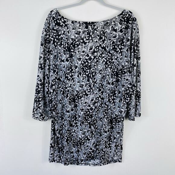 Maggie Barnes Sz 1X Printed Layered Look Cowl Neck Sequin Embellished Blouse Top - Picture 2 of 4